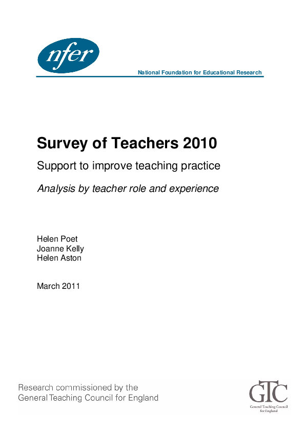 (PDF) Survey of teachers 2010 : support to improve teaching practice
