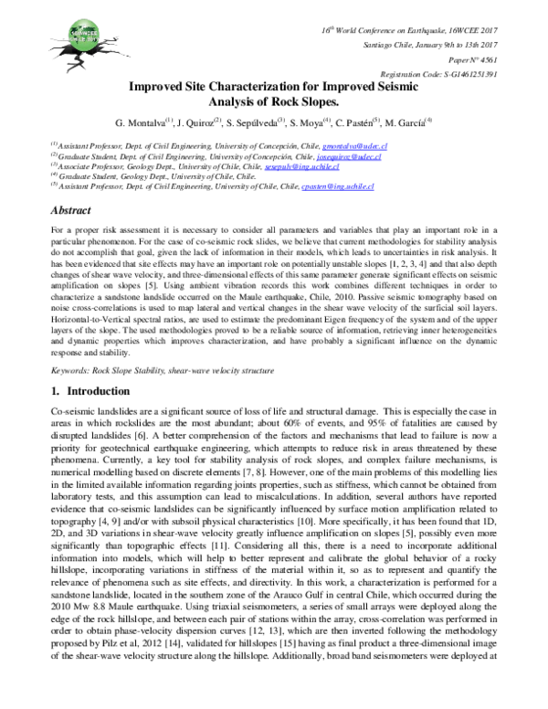 (PDF) Improved Site Characterization for Improved Seismic Analysis of ...