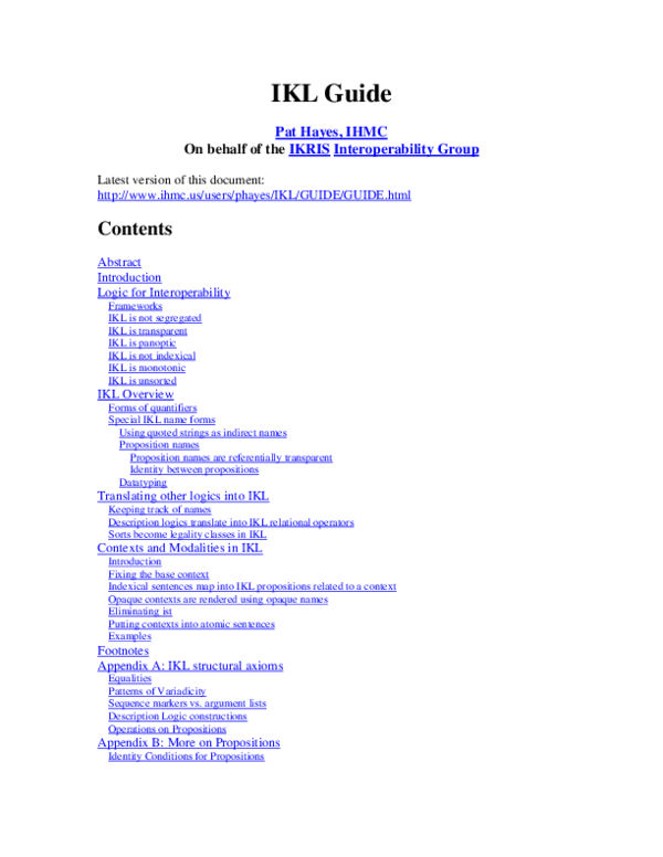 (PDF) IKL Guide Pat Hayes, IHMC On behalf of the IKRIS Interoperability ...