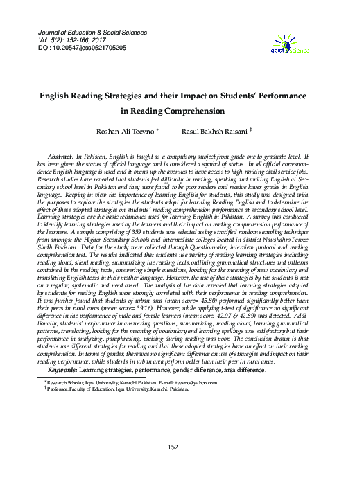 (PDF) English Reading Strategies and their Impact on Students ...