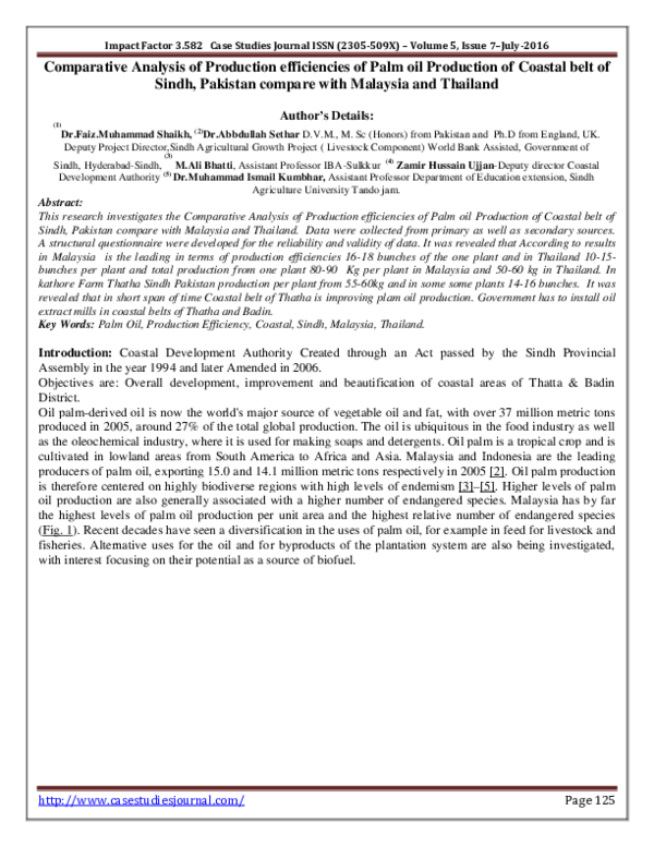 (PDF) Comparative Analysis of Production Efficiencies of Palm Oil ...