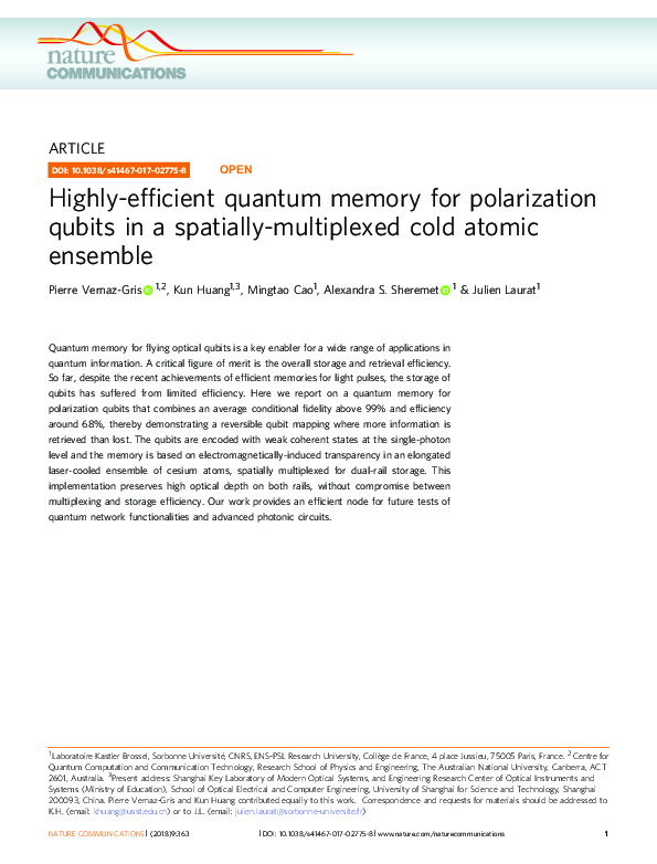 (PDF) Highly-efficient quantum memory for polarization qubits in a ...