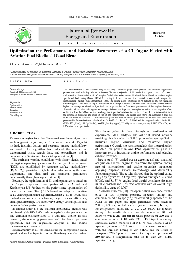 (PDF) Optimization the Performance and Emission Parameters of a CI ...