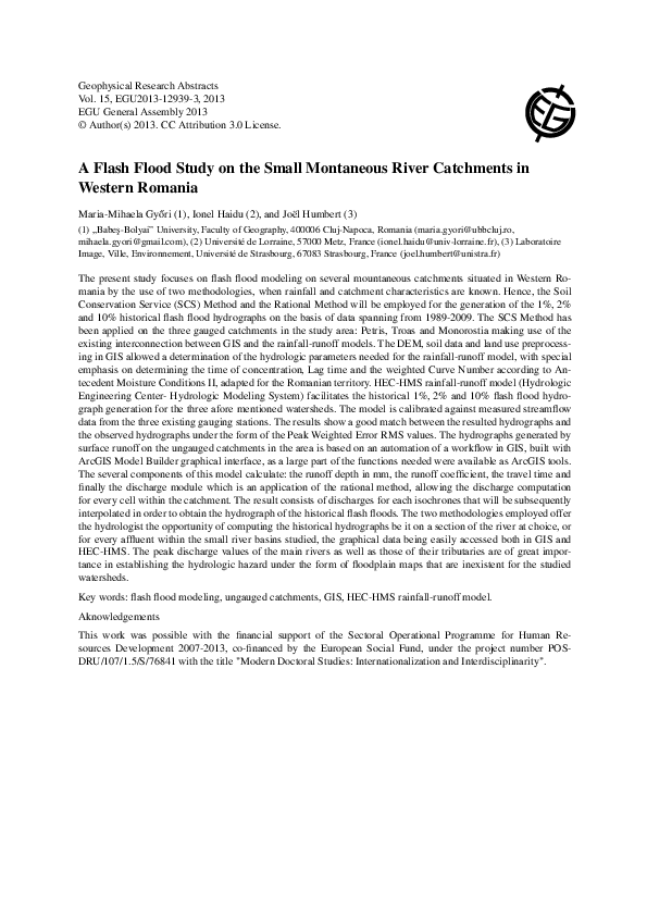 (PDF) A Flash Flood Study on the Small Montaneous River Catchments in ...