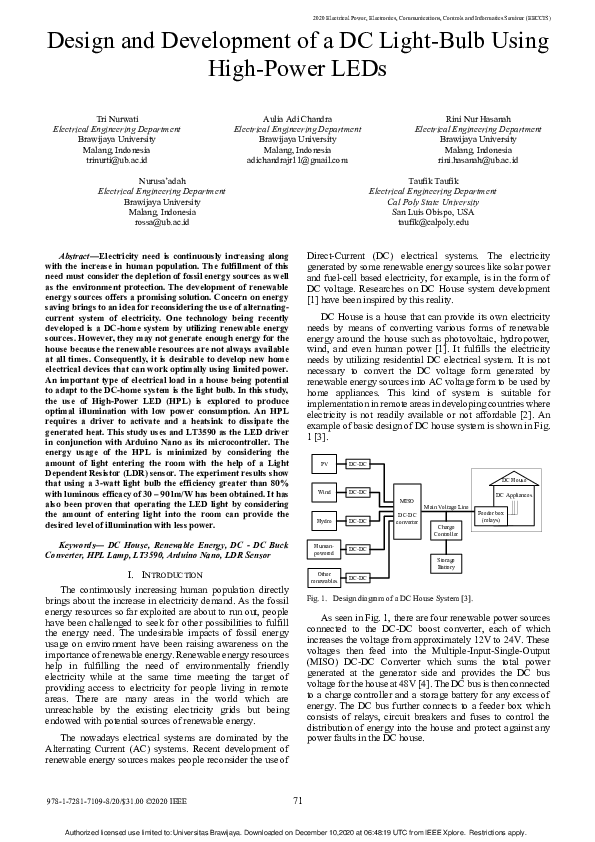 (PDF) Design and Development of a DC Light-Bulb Using High-Power LEDs