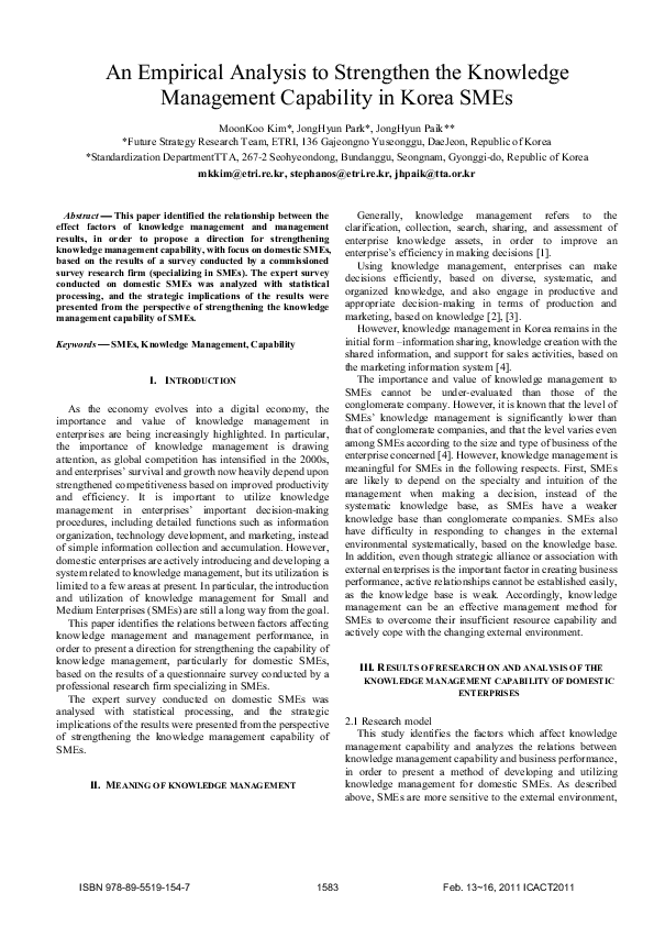 (PDF) An empirical analysis to strengthen the knowledge management ...