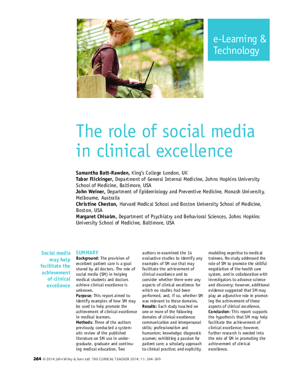 (PDF) The role of social media in clinical excellence