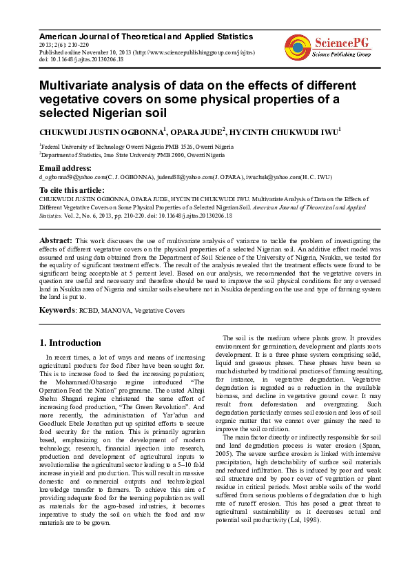 (PDF) Multivariate Analysis of Data on the Effects of Different ...