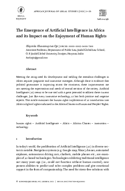 (PDF) The Emergence of Artificial Intelligence in Africa and its Impact ...