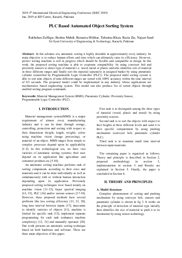 (PDF) PLC Based Automated Object Sorting System | Najam Saud - Academia.edu