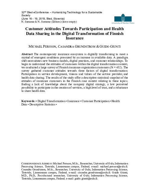 (PDF) Customer Attitudes Towards Participation and Health Data Sharing ...