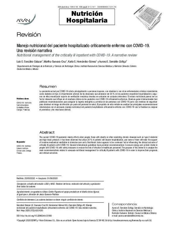 (PDF) Nutritional management of the critically ill inpatient with COVID ...