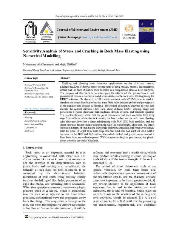 (PDF) Sensitivity Analysis of Stress and Cracking in Rock Mass Blasting ...