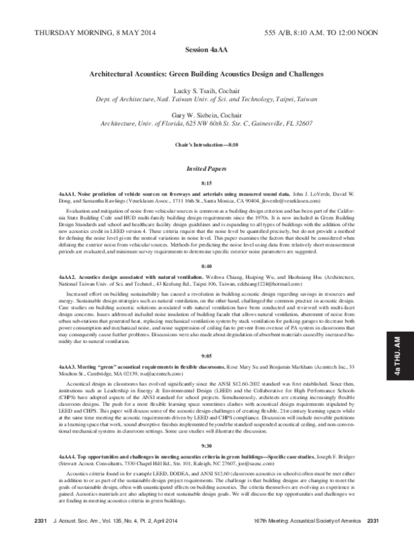 Picture of (PDF) Architectural Acoustics : Green Building Acoustics Design and ...