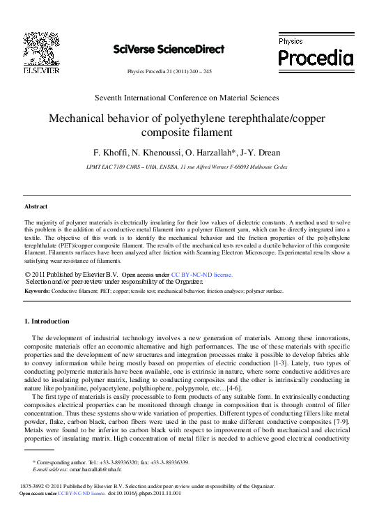 (PDF) Mechanical behavior of polyethylene terephthalate/copper ...