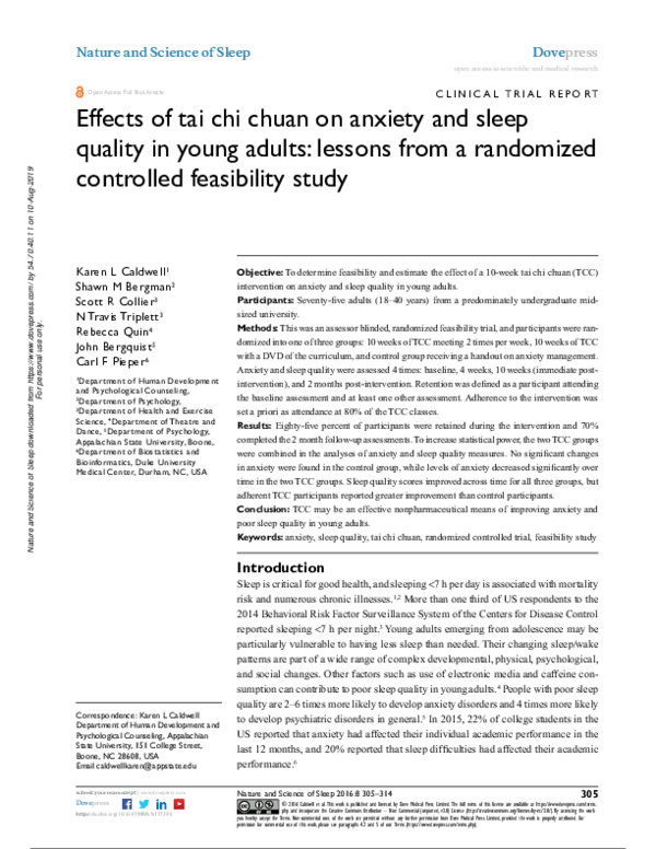 (PDF) Effects of tai chi chuan on anxiety and sleep quality in young ...
