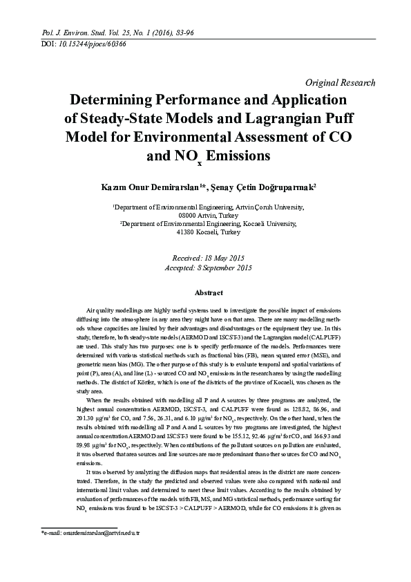 (PDF) Determining Performance and Application of Steady-State Models ...