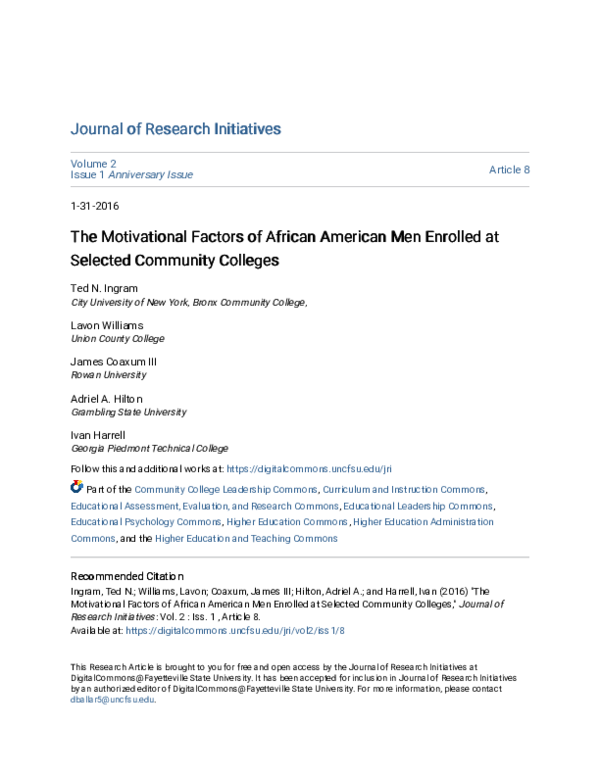 (PDF) The Motivational Factors of African American Men Enrolled at ...