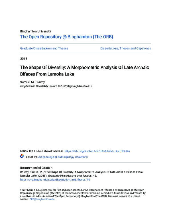 (PDF) The Shape Of Diversity: A Morphometric Analysis Of Late Archaic ...