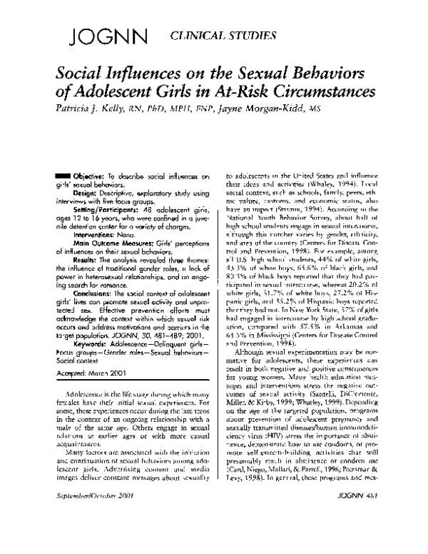 (PDF) Social Influences on the Sexual Behaviors of Adolescent Girls in ...