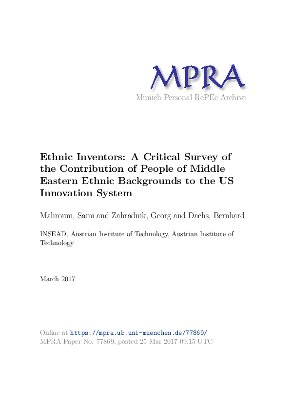 (PDF) Ethnic Inventors: A Critical Survey of the Contribution of People ...
