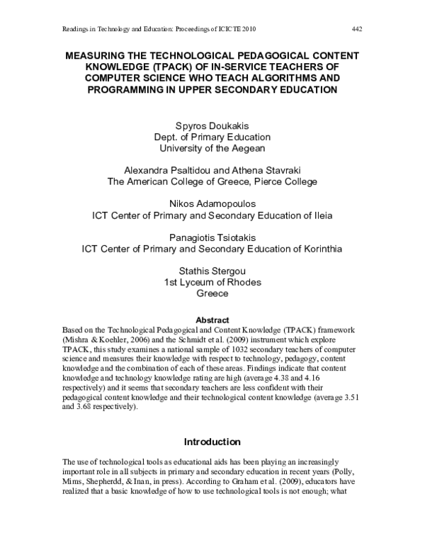 (PDF) Measuring the technological pedagogical content knowledge (TPACK ...