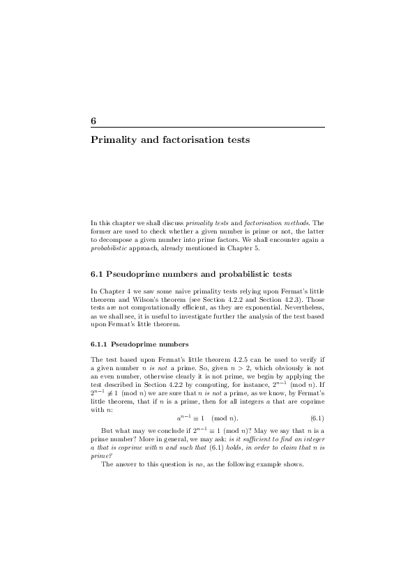 (PDF) Primality and factorisation tests