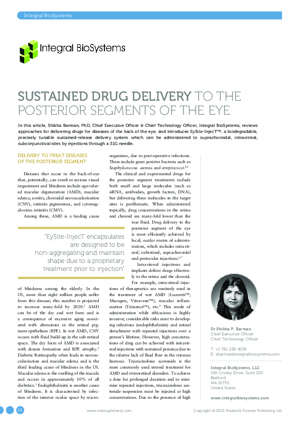(PDF) Sustained Drug Delivery to the Posterior Segments of the Eye