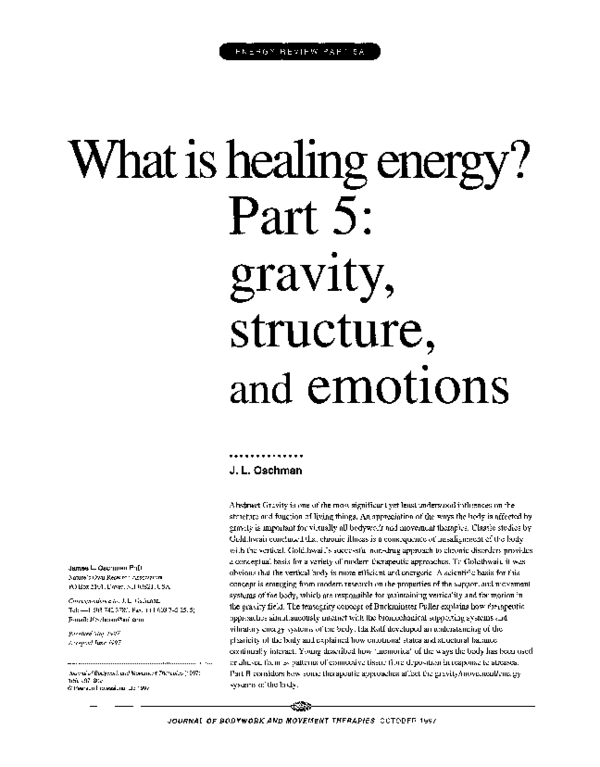 (PDF) What is healing energy? Part 5 gravity, structure, and emotions
