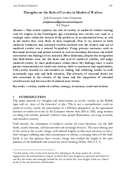 Thoughts on the Role of Cavalry in Medieval Warfare