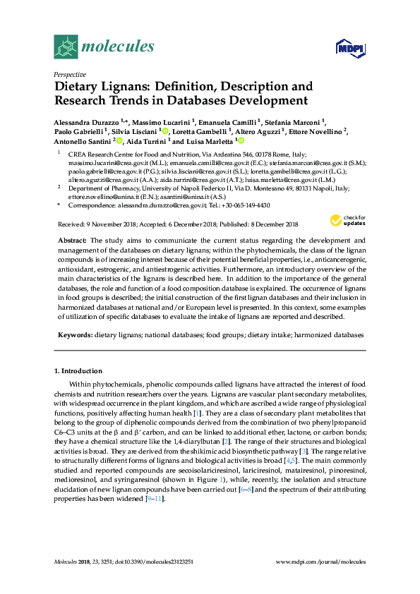(PDF) Dietary Lignans Definition, Description and Research Trends in