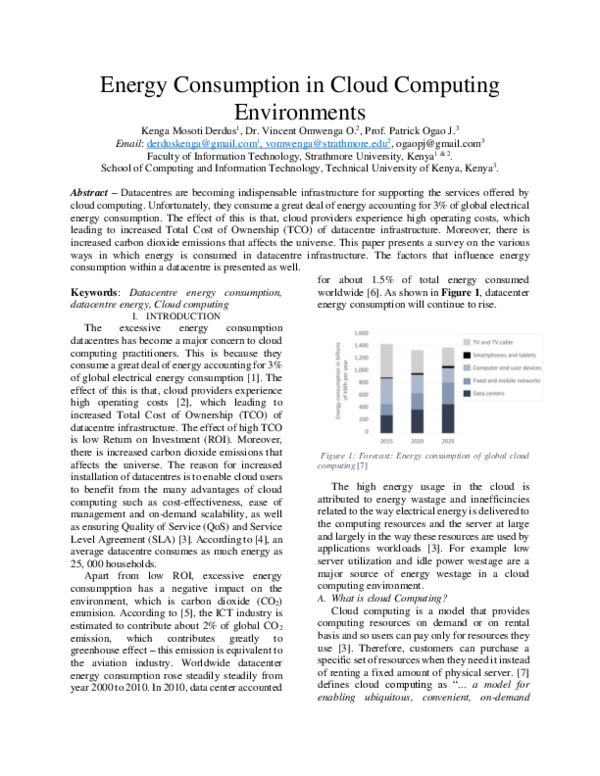 (PDF) Energy consumption in cloud computing environments