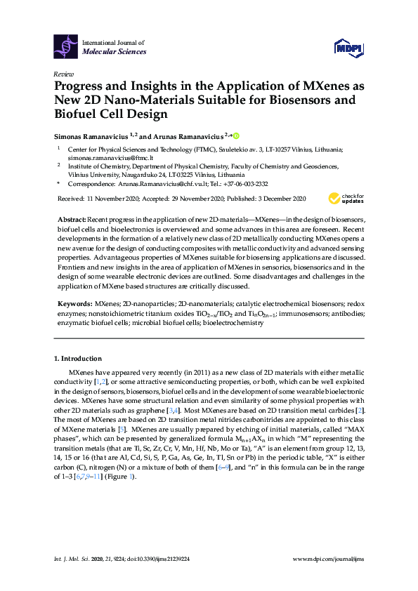 (PDF) Progress and Insights in the Application of MXenes as New 2D Nano ...