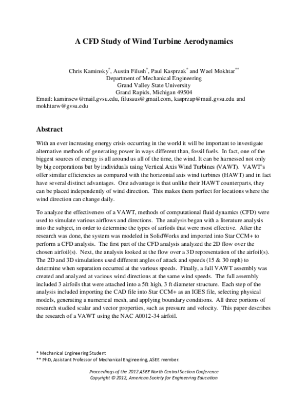 (PDF) A CFD Study of Wind Turbine Aerodynamics