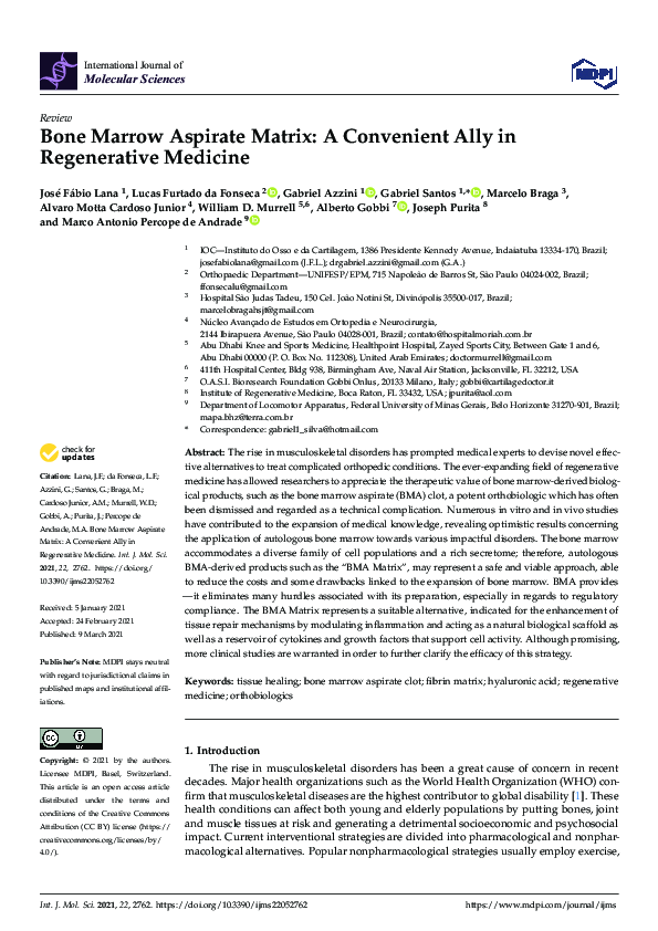 (PDF) Bone Marrow Aspirate Matrix: A Convenient Ally in Regenerative ...