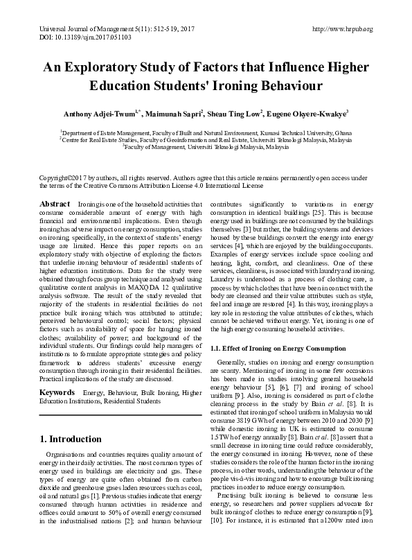 (PDF) An Exploratory Study of Factors that Influence Higher Education ...