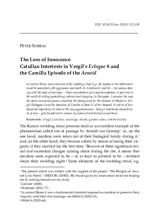 (PDF) The Loss of Innocence: Catullan Intertexts in Vergil’s Eclogue 8 ...