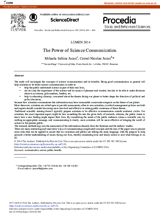 (PDF) The Power of Science Communication