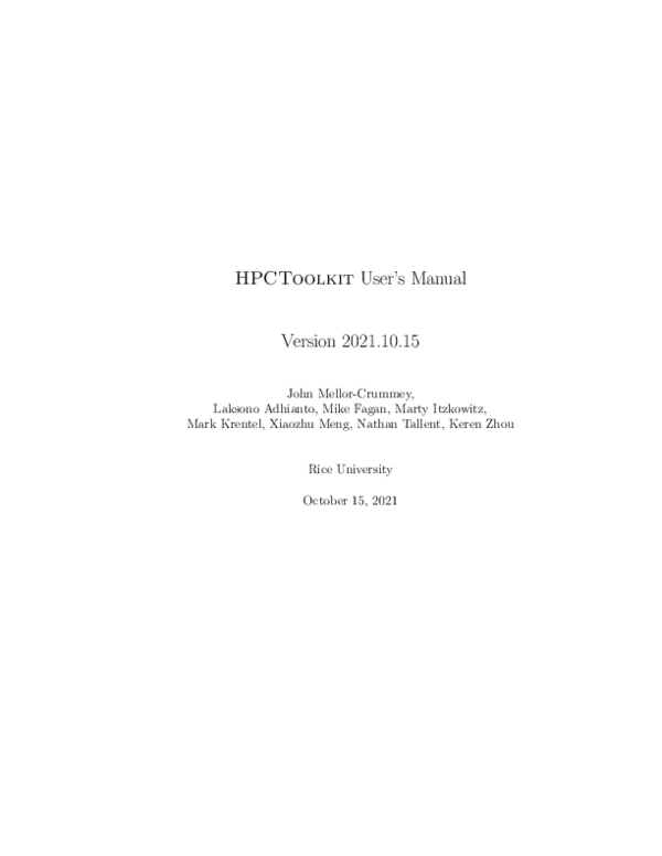 (PDF) HPCToolkit User ' s Manual Version 2018 . 09