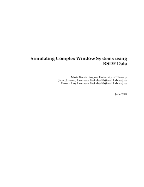 (PDF) Simulating Complex Window Systems using BSDF Data