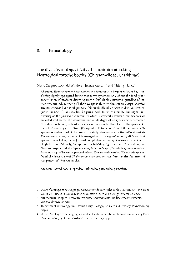 (PDF) The diversity and specificity of parasitoids attacking ...
