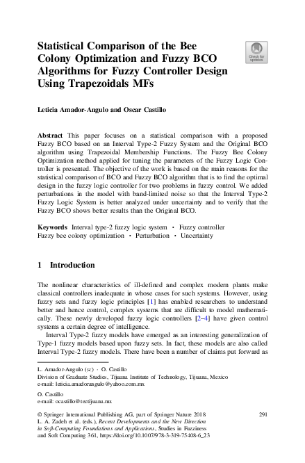 (PDF) Statistical Comparison of the Bee Colony Optimization and Fuzzy ...
