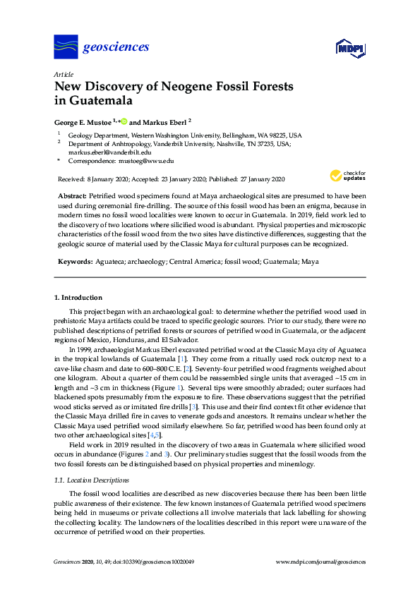 (PDF) New Discovery of Neogene Fossil Forests in Guatemala