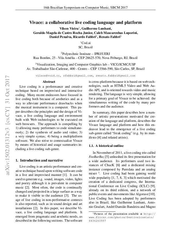 (PDF) Vivace: a collaborative live coding language and platform