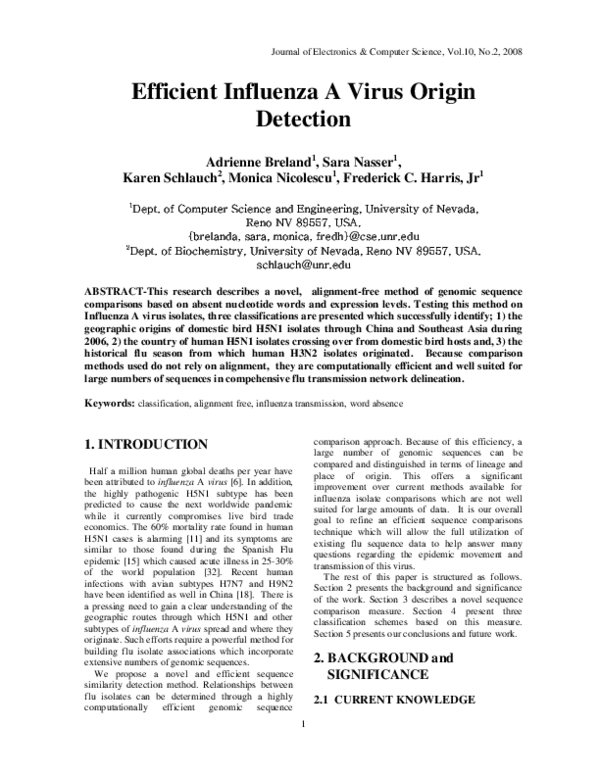 (PDF) Efficient influenza a virus origin detection