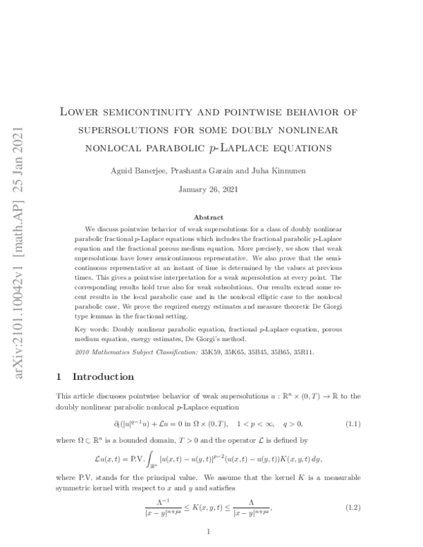(PDF) Lower semicontinuity and pointwise behavior of supersolutions for ...