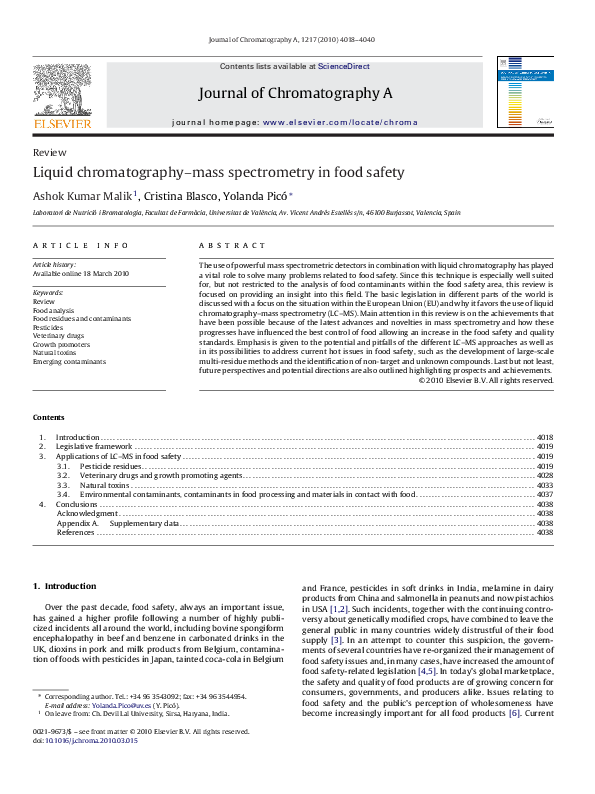 (PDF) Liquid chromatography mass spectrometry in food safety Yolanda