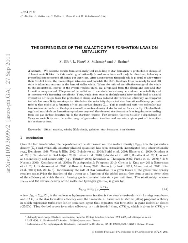 (PDF) The Dependence of the Galactic Star Formation Laws on Metallicity