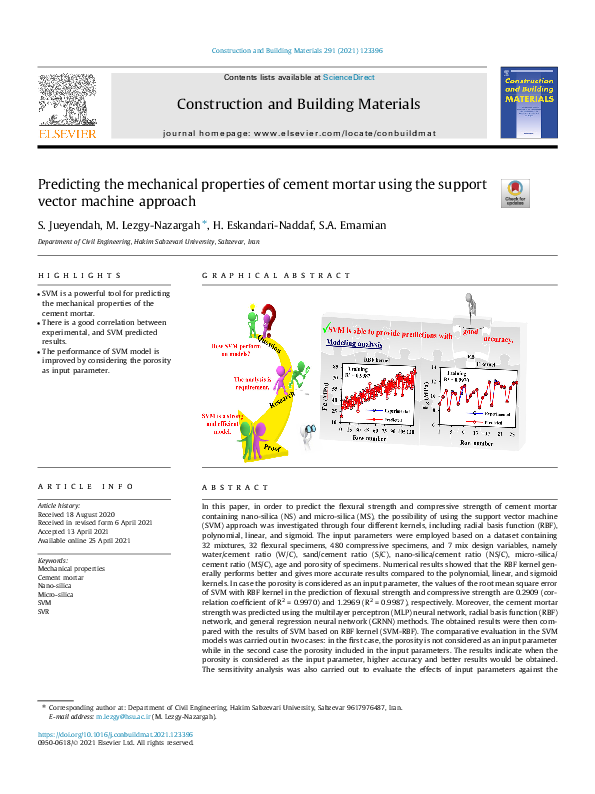 (PDF) Predicting the mechanical properties of cement mortar using the ...