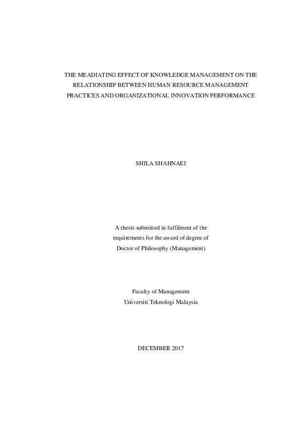 (PDF) The meadiating effect of knowledge management on the relationship ...